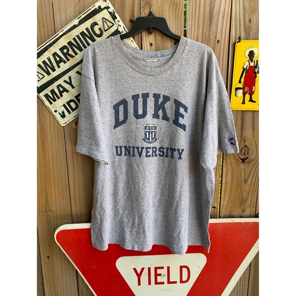 Vintage 90s Grey and blue Duke University Blue Devils vintage cotton tee XL - Picture 1 of 6